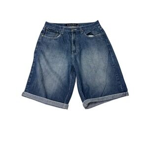 Vintage Y2k Koman Denim Shorts Mens 34‎ Blue Jean Relaxed Fit Cuffed 90s